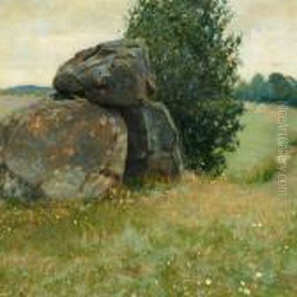 With A Cromlech Oil Painting by Hans Anderson Brendekilde