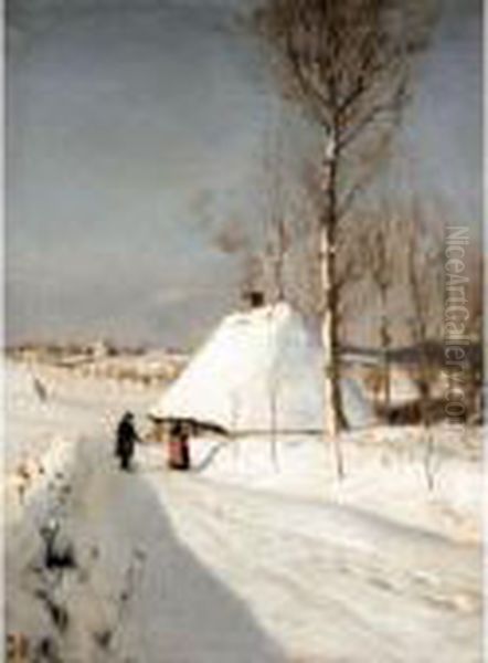 Winter Landscape Oil Painting by Hans Anderson Brendekilde