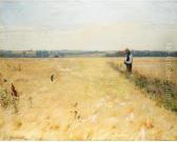 I Kornmarken (in The Cornfield) Oil Painting by Hans Anderson Brendekilde