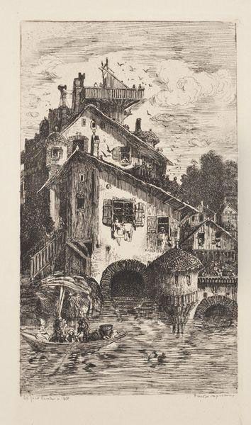 Moulin A Eau Oil Painting by Rodolphe Bresdin