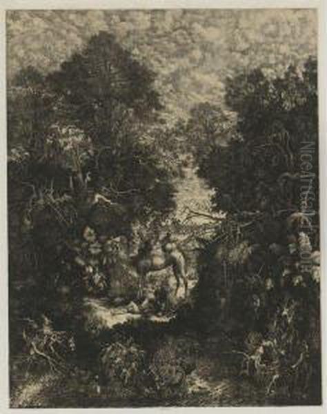 The Bon Samaritan Oil Painting by Rodolphe Bresdin