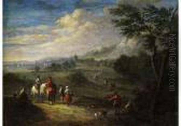 Landschaft Mit Blick Auf Eine Meeresbucht Oil Painting by Karel Van Breydel (Le Chevalier)