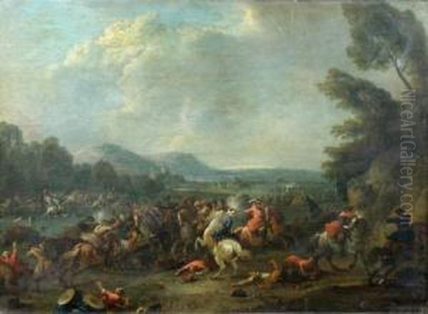 A Battle Between Turks And Christians Oil Painting by Karel Van Breydel (Le Chevalier)