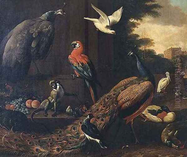 Birds in a landscape Oil Painting by Melchior de Hondecoeter