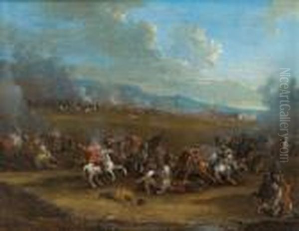 Combattimento Di Cavalieri Oil Painting by Karel Van Breydel (Le Chevalier)