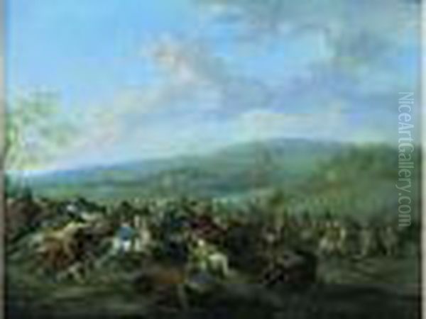 Scene De Choc De Cavalerie Oil Painting by Karel Van Breydel (Le Chevalier)