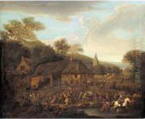 The Sack Of A Village Oil Painting by Karel Van Breydel (Le Chevalier)