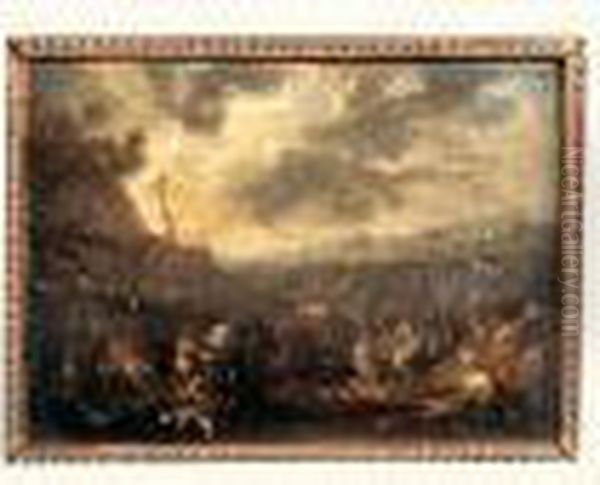 Scene De Bataille Oil Painting by Karel Van Breydel (Le Chevalier)