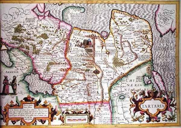 Map of Tartaria from Mercators Atlas Oil Painting by Jodocus Hondius