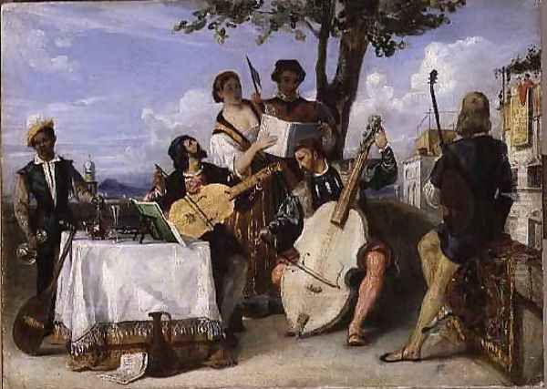 The Venetian Concert Oil Painting by Alexandre-Jean-Baptiste Hesse