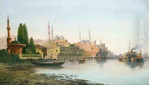 A View of Constantinople Oil Painting by F. Herink