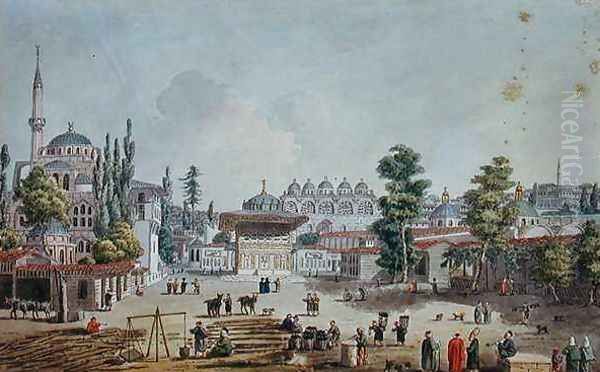 View of Tophane Karakoy Oil Painting by Jean-Baptiste Hilaire