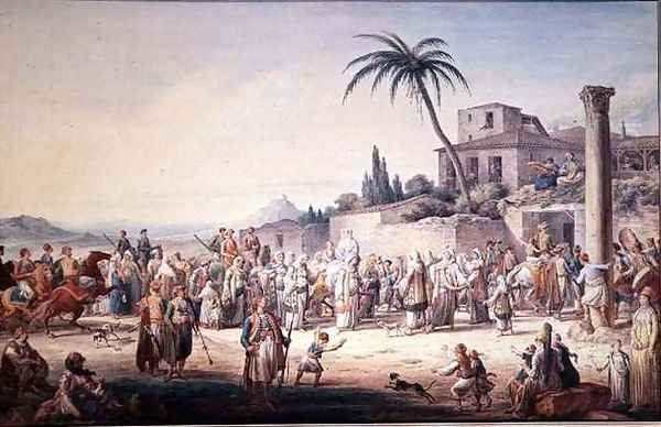 A Marriage at Athens Oil Painting by Jean-Baptiste Hilaire