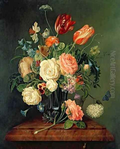 Still Life with Mixed Flowers Oil Painting by Josef Holstayn