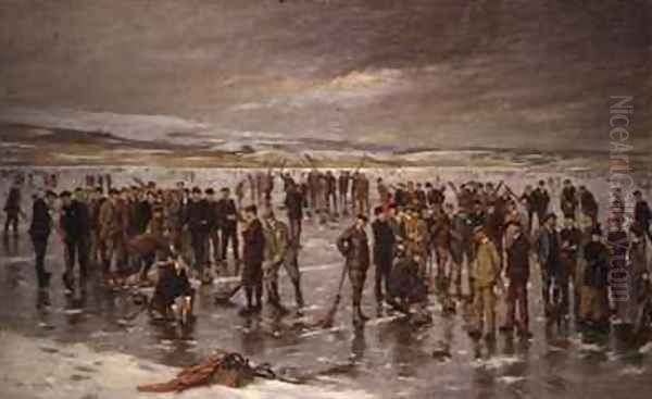 Curling at Carsebreck Oil Painting by Charles Martin Hardie