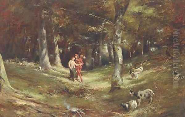 The jester and the shepherdess Oil Painting by Charles Martin Hardie