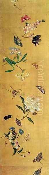 One Hundred Butterflies Flowers and Insects Oil Painting by Chen Hongshou