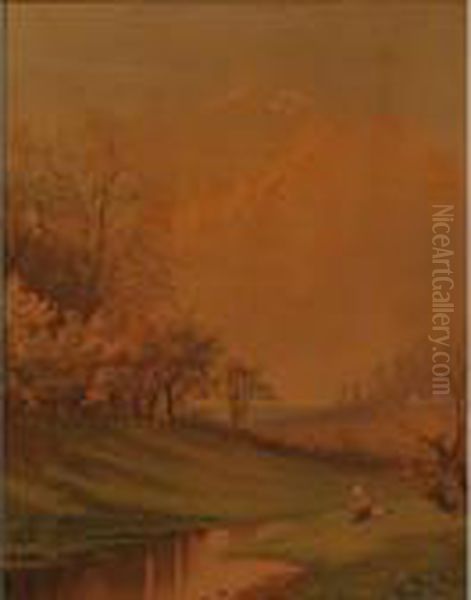 Countryside Lake Scenes Oil Painting by Alfred Thompson Bricher