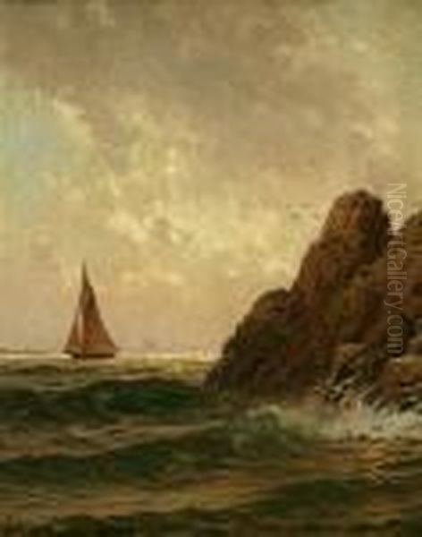 Sailboats Off A Rocky Shore Oil Painting by Alfred Thompson Bricher