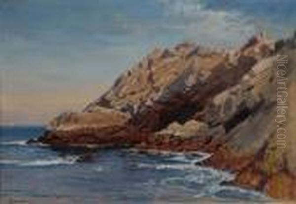 Cliffs, Dana's Island, Manchester-by-the-sea, Massachusetts Oil Painting by Alfred Thompson Bricher