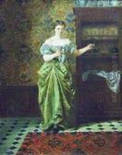 Femme A La Carafe Oil Painting by Alfred Thompson Bricher