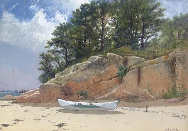 Dory On Dana's Beach, Manchester-by-the-sea, Massachusetts Oil Painting by Alfred Thompson Bricher