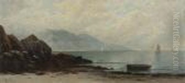 Coastal View At Morning With Dinghy And Sailing Sloops Oil Painting by Alfred Thompson Bricher