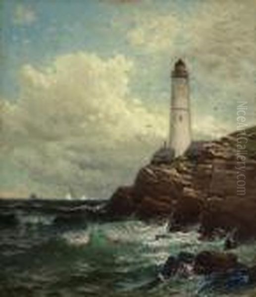 The Portland Headlight, Cape Elizabeth, Maine Oil Painting by Alfred Thompson Bricher