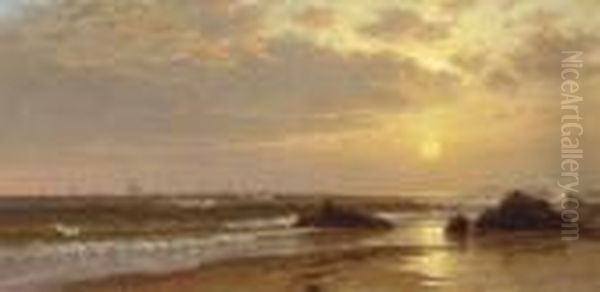 Seascape With Sunset Oil Painting by Alfred Thompson Bricher