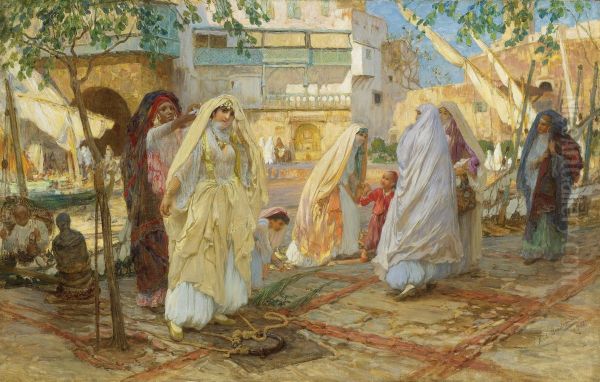 Apres La Fete;-port D'alger Oil Painting by Frederick Arthur Bridgman