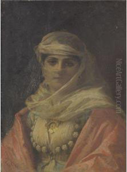 A Turkish Beauty Oil Painting by Frederick Arthur Bridgman