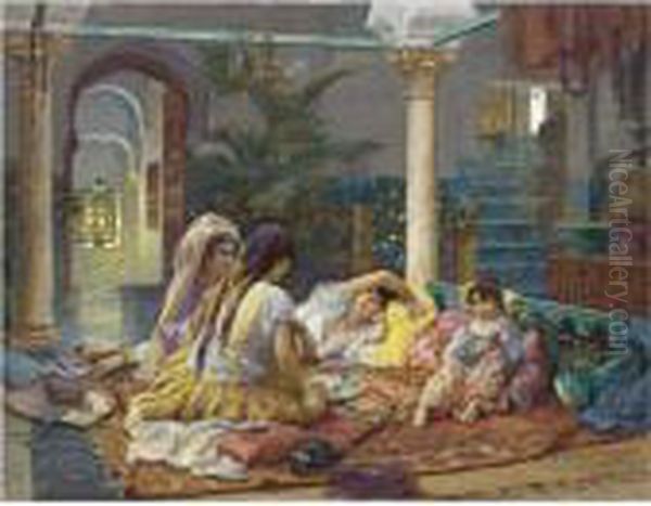 In The Harem Oil Painting by Frederick Arthur Bridgman