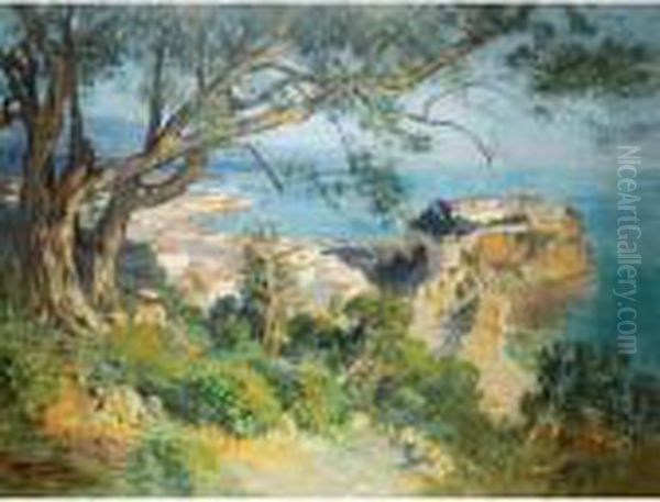 The Rock Of Monaco Oil Painting by Frederick Arthur Bridgman