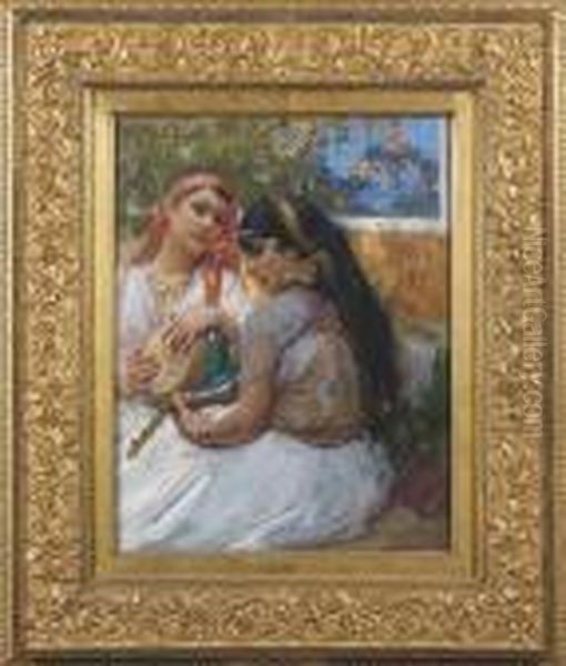 Two Young Algerians Oil Painting by Frederick Arthur Bridgman