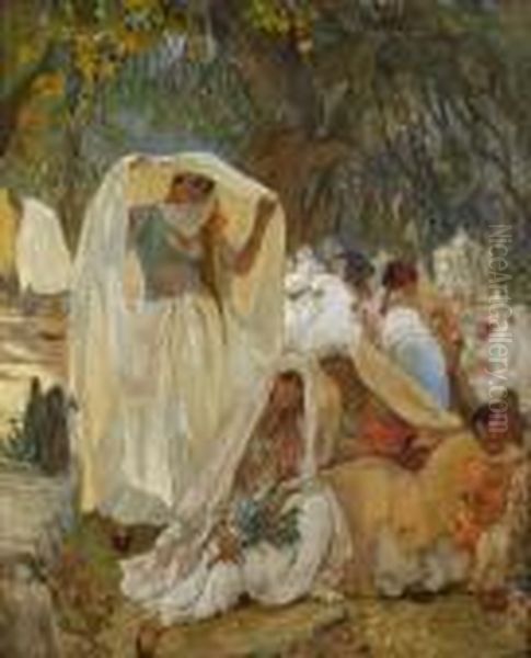 The Day Of The Prophet At Blidah,algeria Oil Painting by Frederick Arthur Bridgman