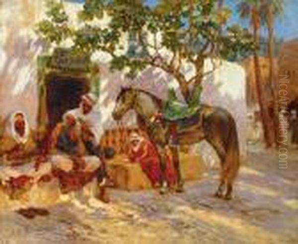 An Afternoon Haircut Oil Painting by Frederick Arthur Bridgman