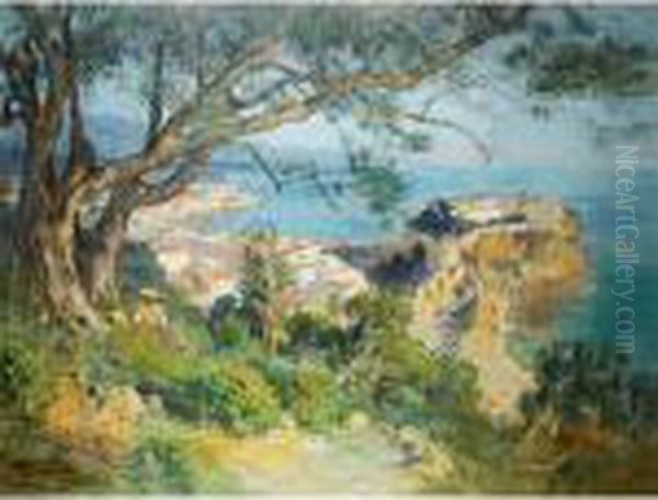 The Rock Of Monaco Oil Painting by Frederick Arthur Bridgman