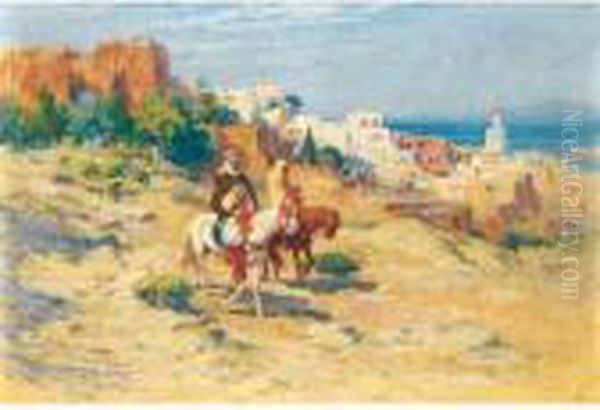 Deux Cavaliers A Alger Oil Painting by Frederick Arthur Bridgman