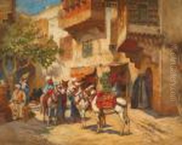 Sur La Place Du Marche Oil Painting by Frederick Arthur Bridgman