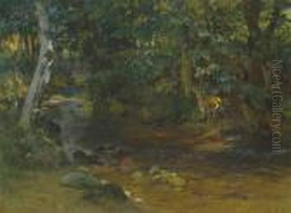 The Stream At Divonne Oil Painting by Frederick Arthur Bridgman