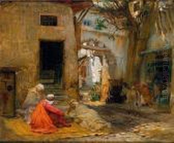 La Partie De Jacquet Oil Painting by Frederick Arthur Bridgman