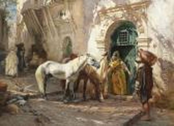 Scene Prise Au Maroc Oil Painting by Frederick Arthur Bridgman