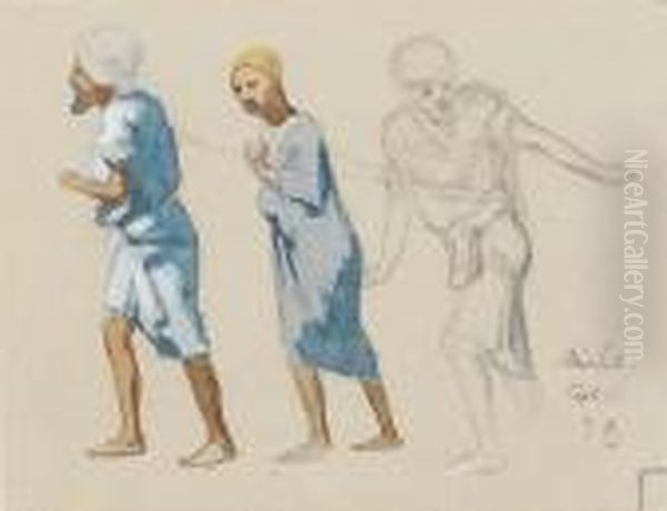 A Set Of Eight Egyptian Figure Studies Oil Painting by Frederick Arthur Bridgman