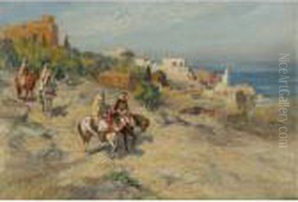 Horsemen In Algiers Oil Painting by Frederick Arthur Bridgman