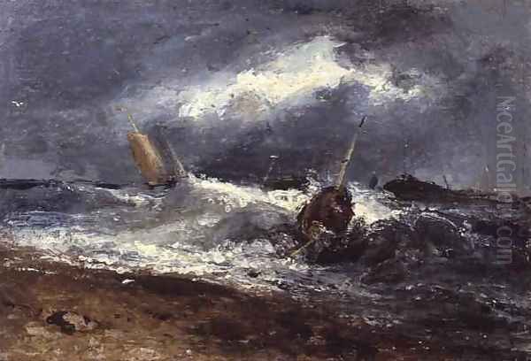 Storm Scene Oil Painting by Edwin Hayes