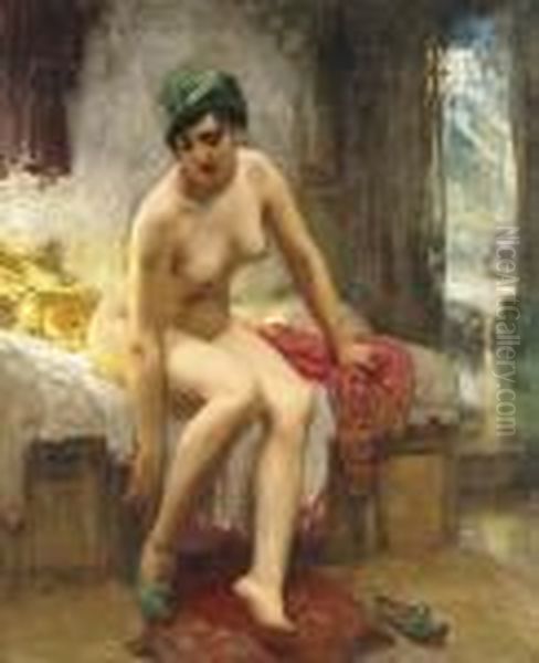 After The Bath Oil Painting by Frederick Arthur Bridgman