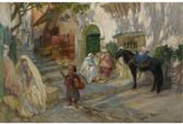 A Street Scene In Algeria Oil Painting by Frederick Arthur Bridgman