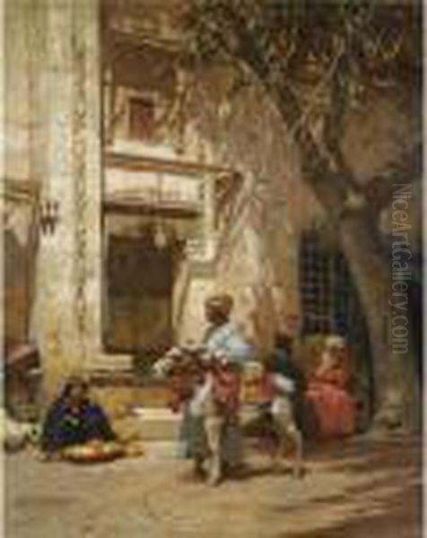 Outside The Mosque Oil Painting by Frederick Arthur Bridgman