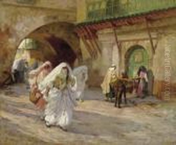 Women Of Algiers Oil Painting by Frederick Arthur Bridgman