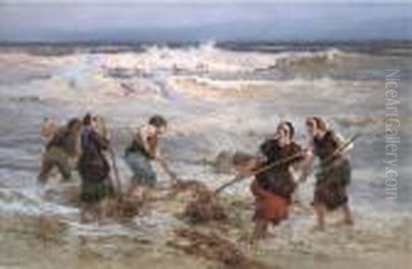 The Seaweed Gatherers Oil Painting by Frederick Arthur Bridgman